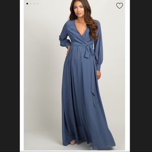 Chiffon blue maternity dress